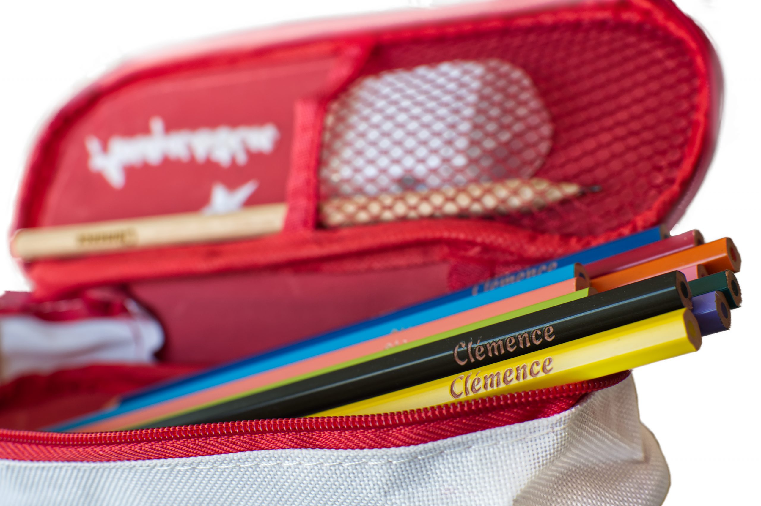 Trousse à crayons Gouttes rose avec nom